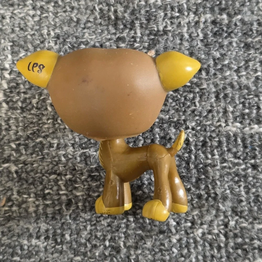 Littlest Pet Shop LPS #507 Brown Tan Greyhound Dog Green Dot Eyes Pet